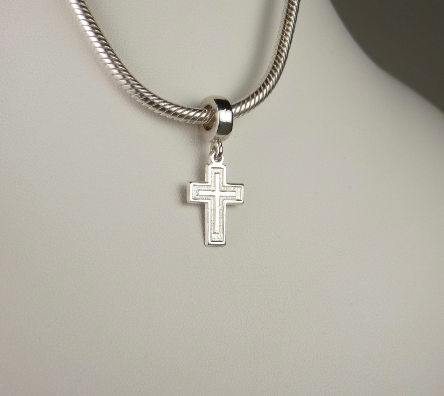 Sterling Silver Cross Charm with border Myroslava Dubyk Jewellery