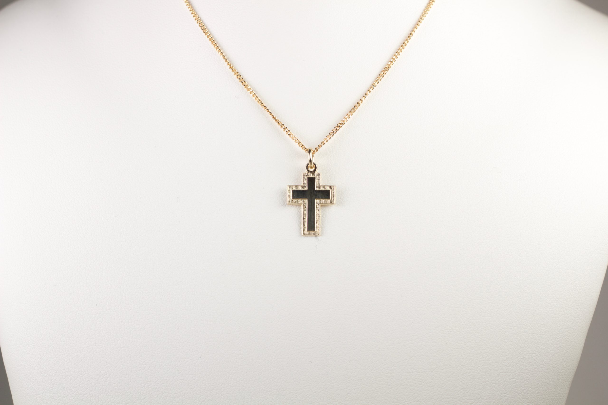 Small Gold Cross with Three Row Outline – Myroslava Dubyk Jewellery