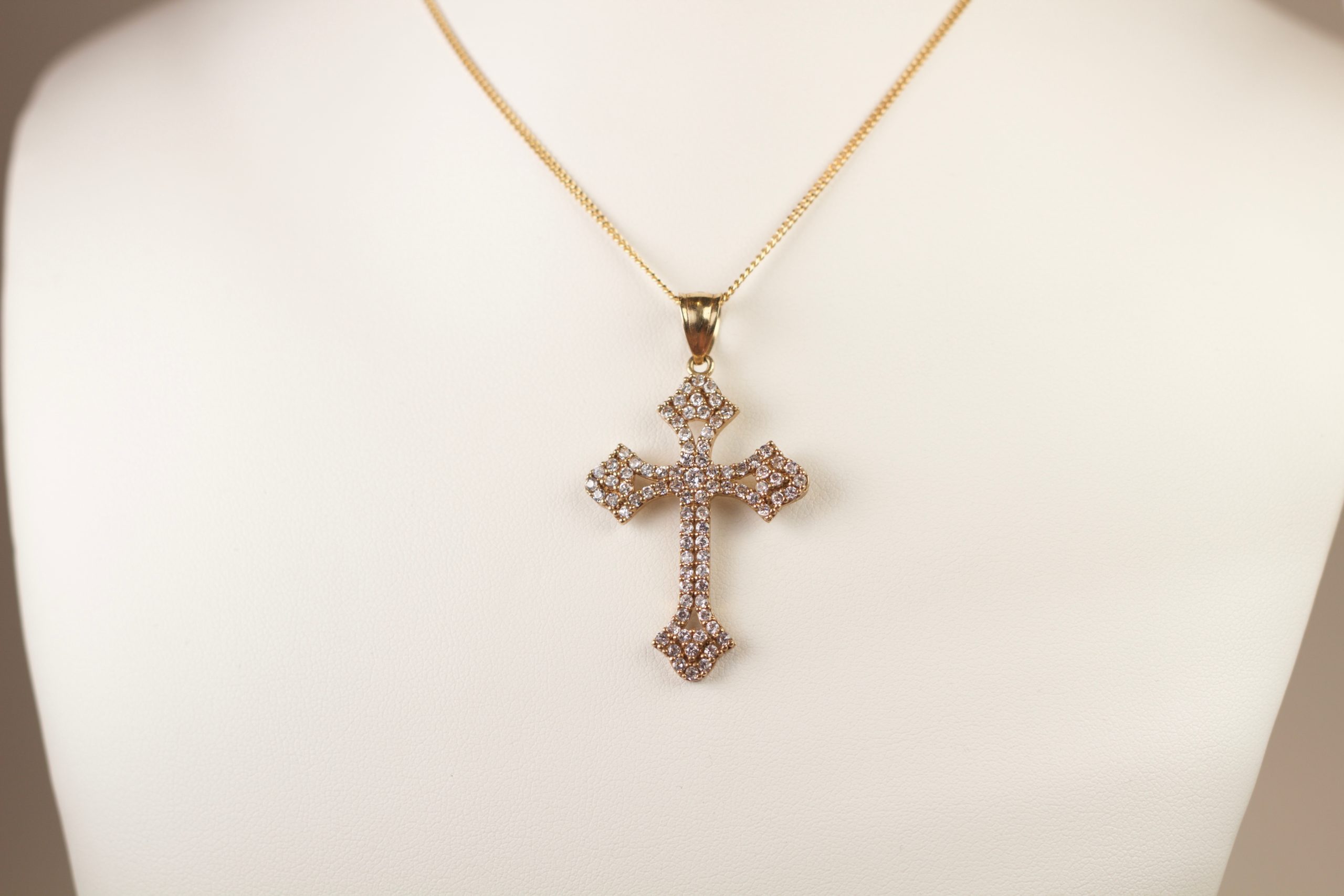 Gold Double Row Cubic Zirconia Cross – Myroslava Dubyk Jewellery